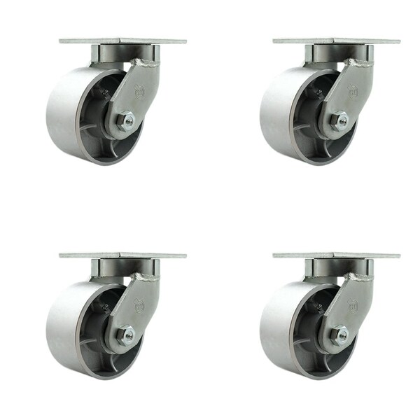 Service Caster 6'' Heavy Duty Semi Steel Cast Iron Caster Set with Swivel Locks , 4PK CRAN-SCC-KP92S630-SSR-BSL-4 - main